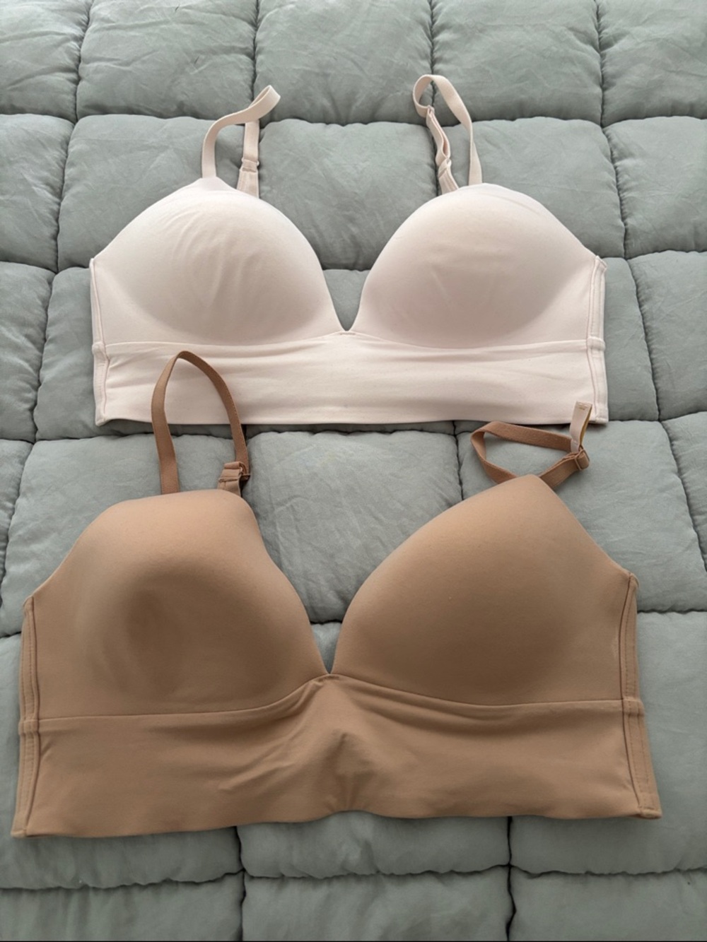 GAP Two-Pack Seamless Longline Bras in Cream and Tan